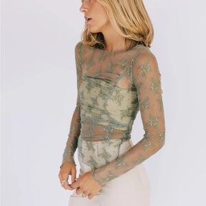 FREE PEOPLE - FULL BLOOM LAYERING TOP - Green Tea Leaves